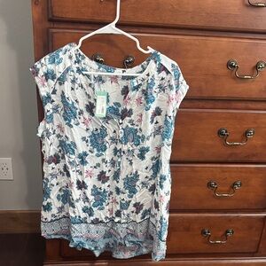 Daniel Rainn Blue and Pink Floral Blouse
